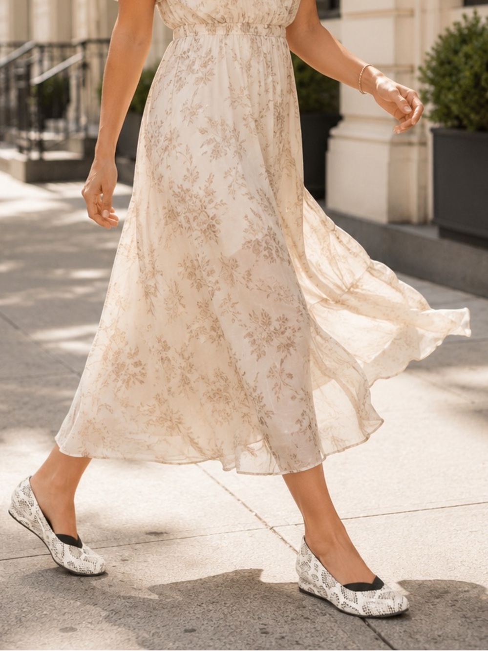 Viana Square-Toe Leather Flat in snake print